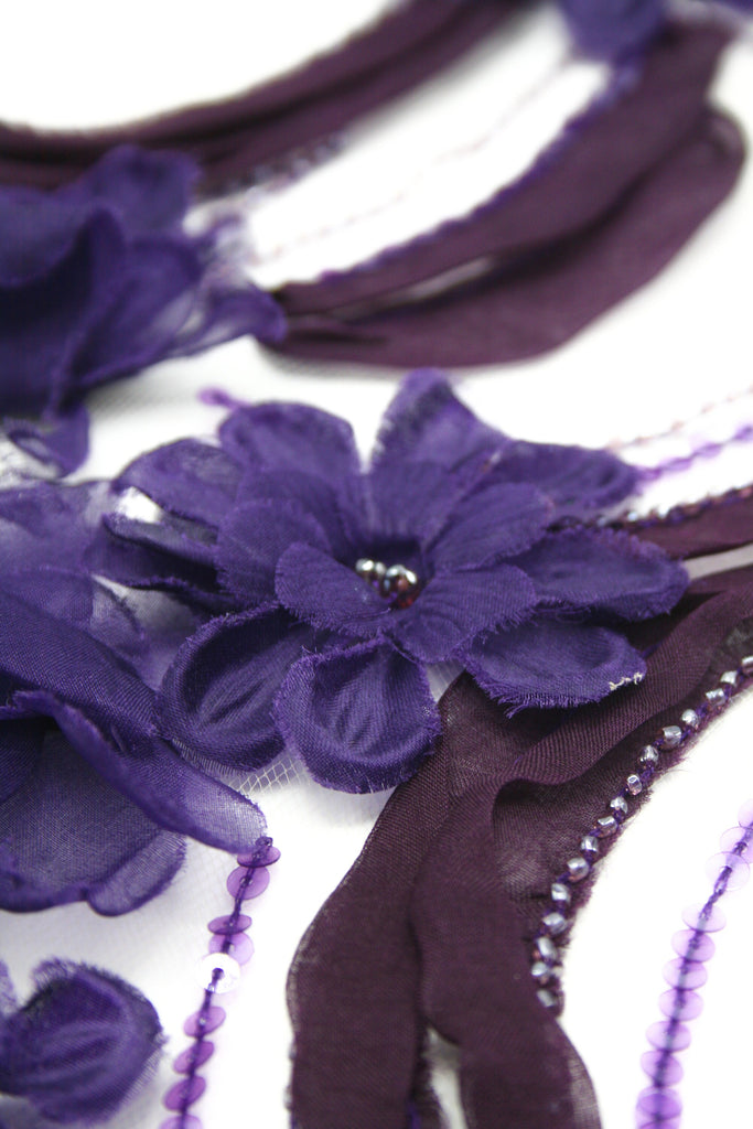 tbd - Amethyst Silk Organza Floral Panel
