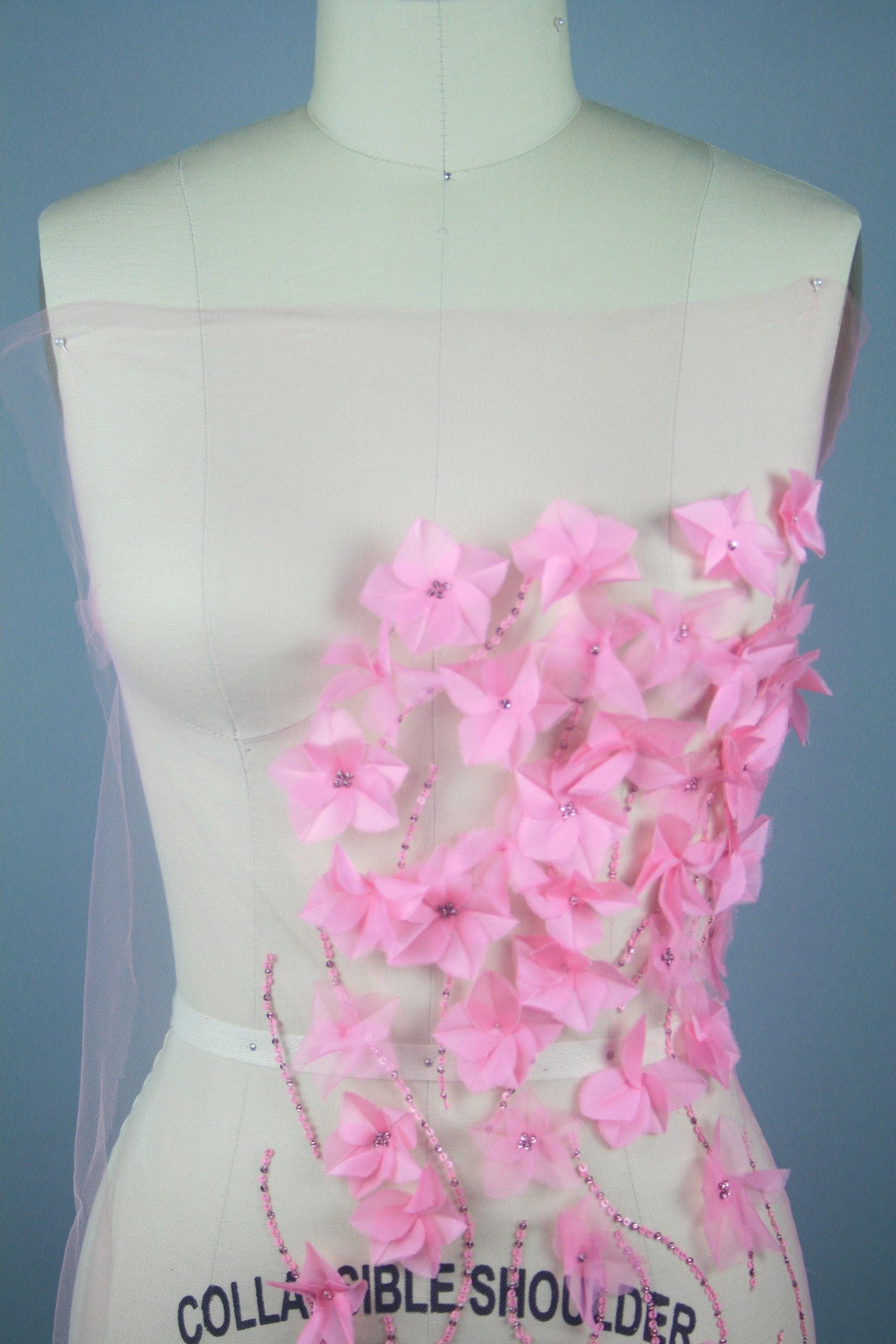 B107 - Baby Pink Silk Organza Applique