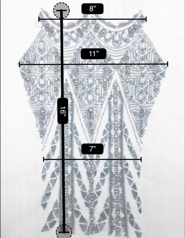 3D Heavy Beaded Bodice Applique - Moda Artisans