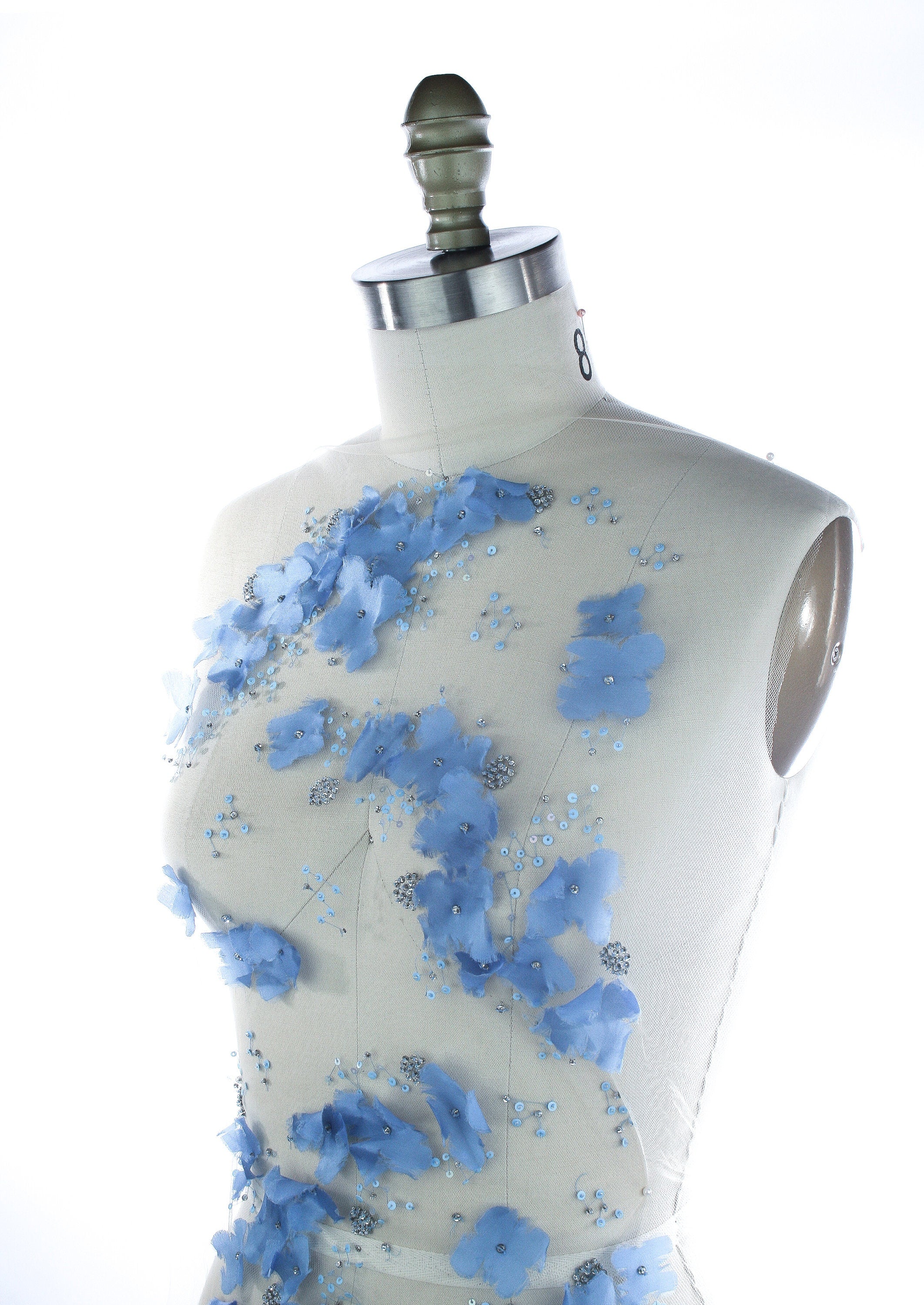 A126 - Capri Blue Allover Floral Applique