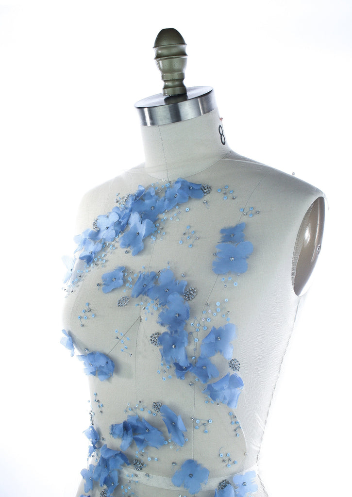 A126 - Capri Blue Allover Floral Applique