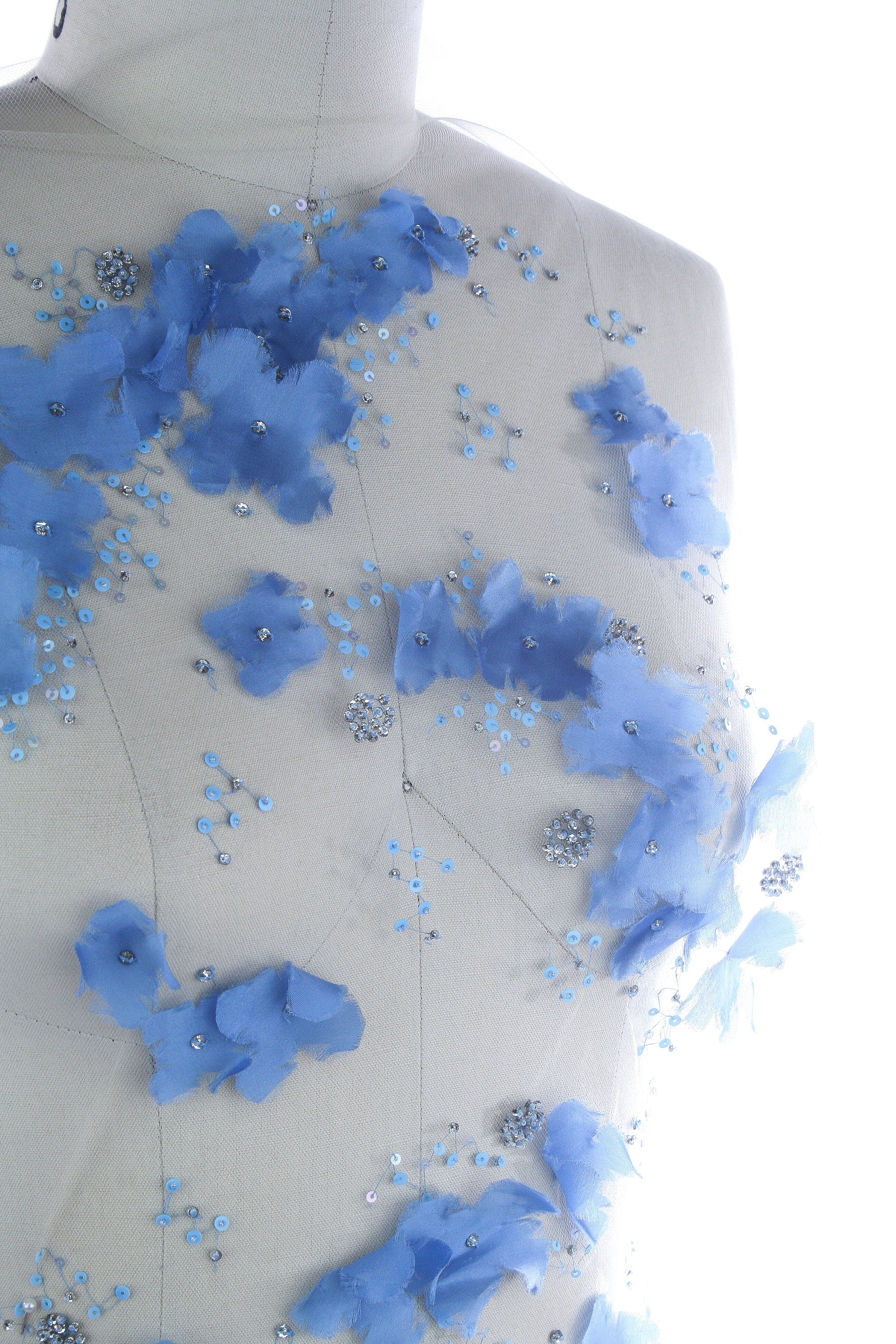 A126 - Capri Blue Allover Floral Applique