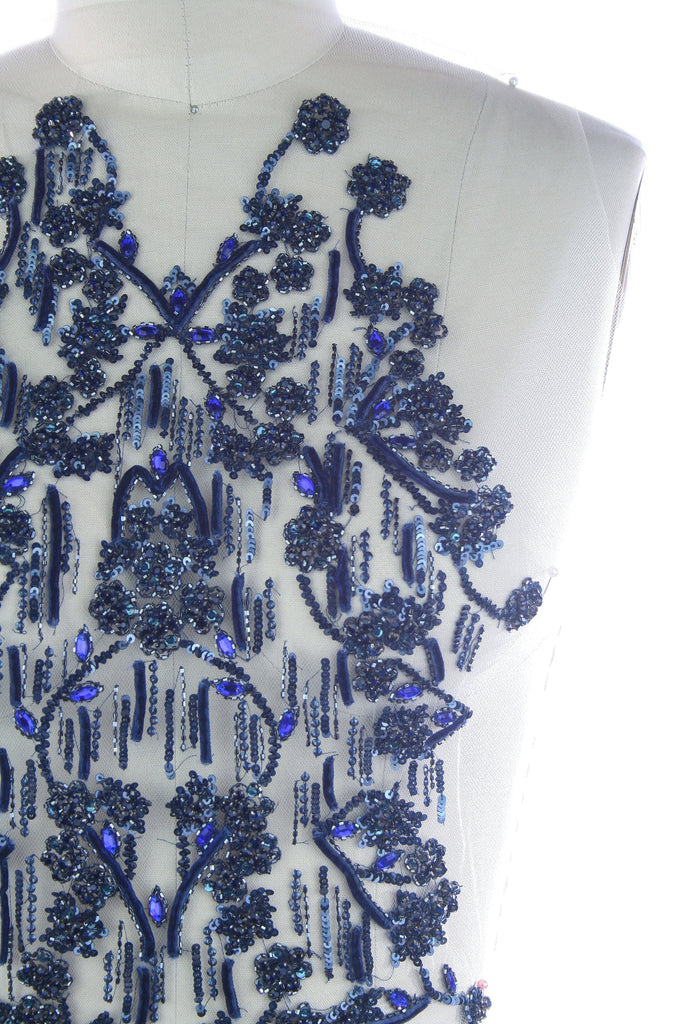 B112 - Black & Navy Victorian Applique Panel