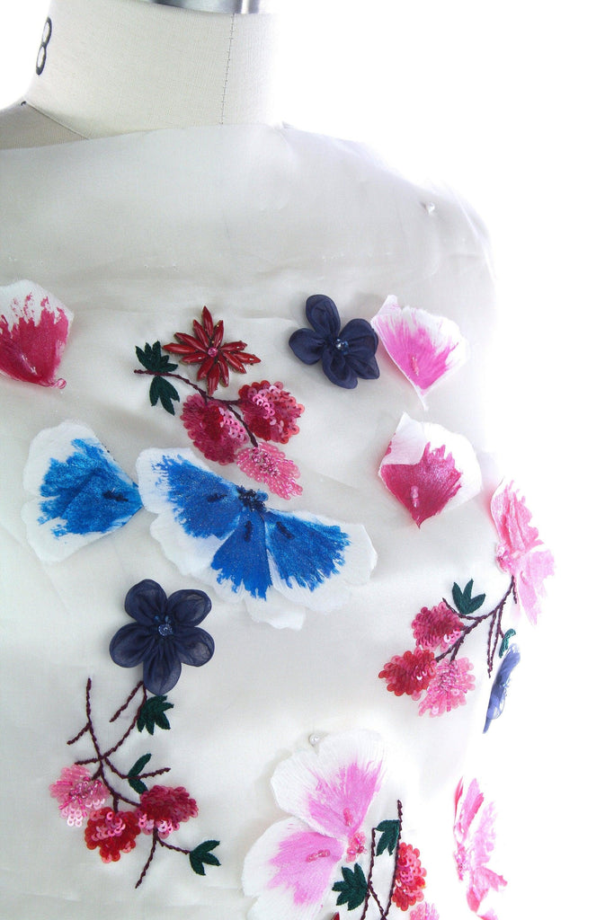tbd - 3D Fuchsia & Sapphire Silk Floral Beaded Applique - Moda Artisans
