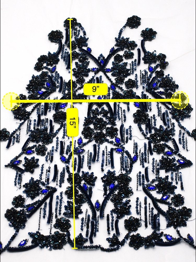 B112 - Black & Navy Victorian Applique Panel