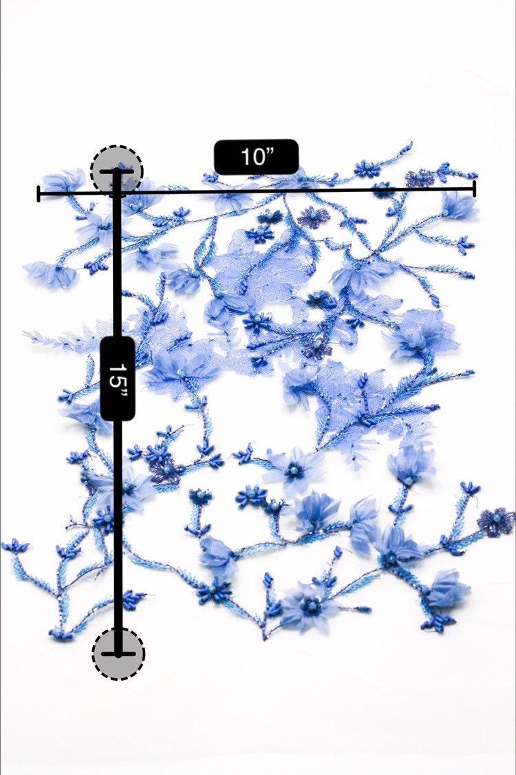 B113 - Floral Beaded Chantilly Lace Applique - Moda Artisans