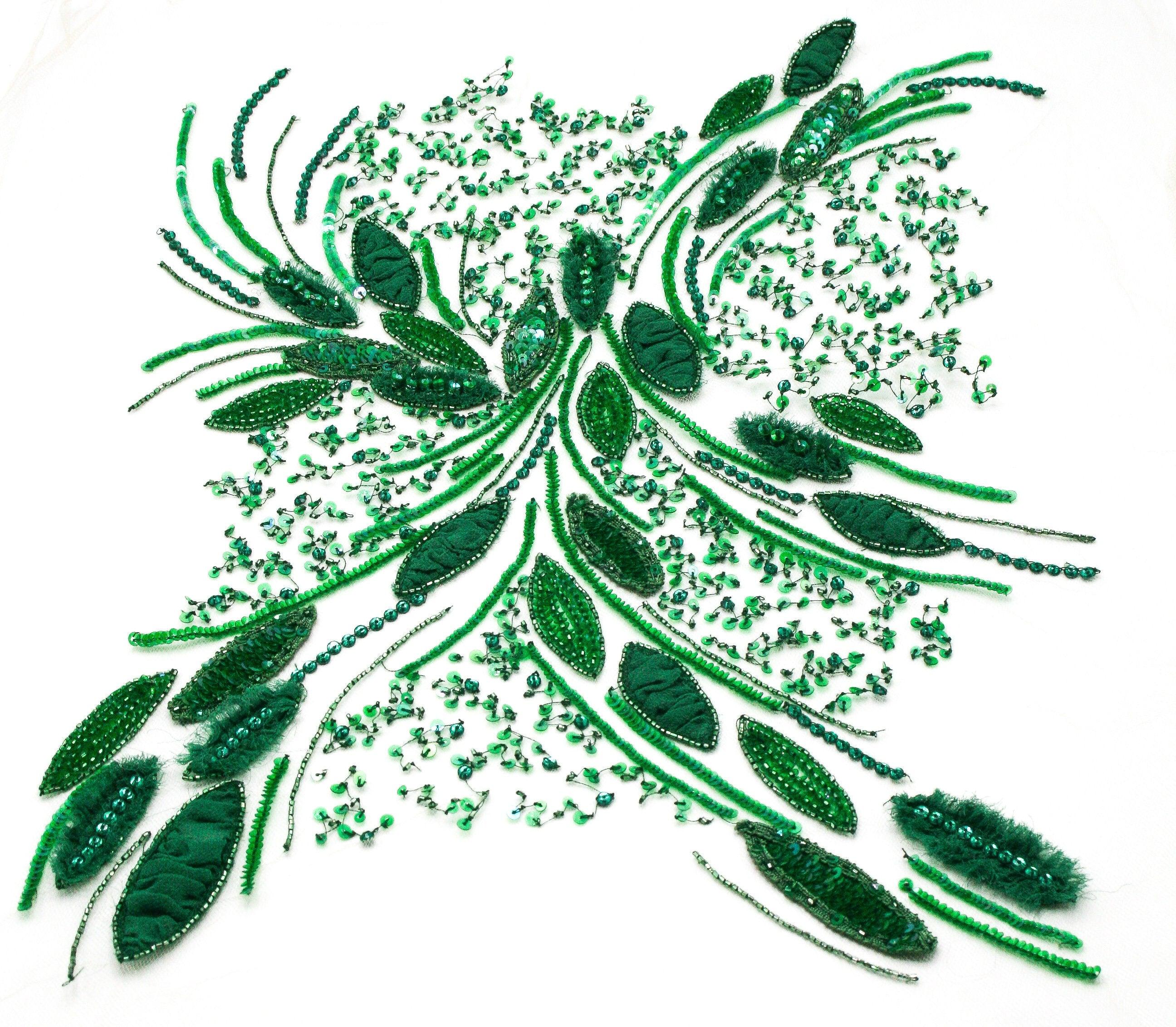 A105 - Emerald Green Sequin Applique - Moda Artisans