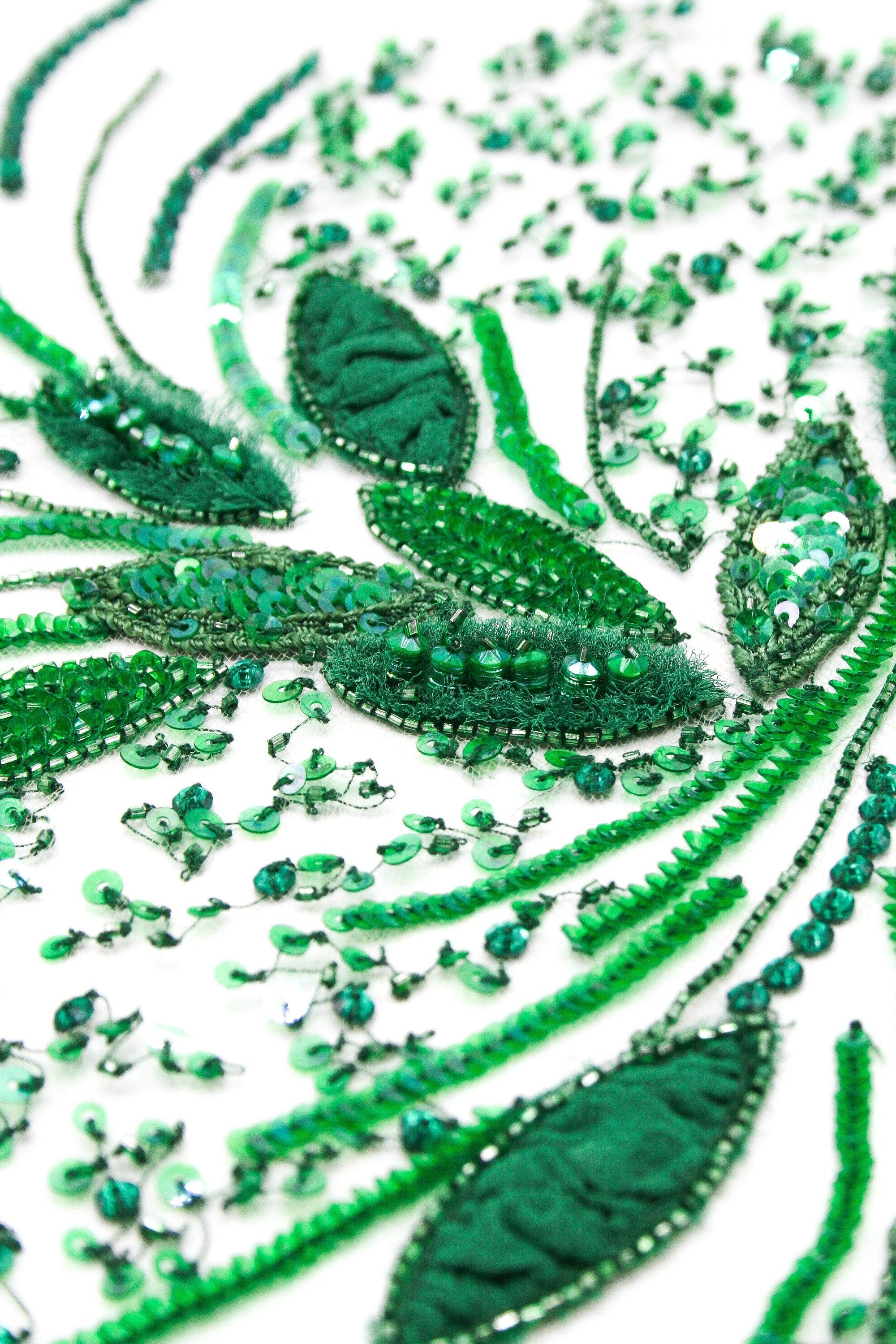 A105 - Emerald Green Sequin Applique - Moda Artisans