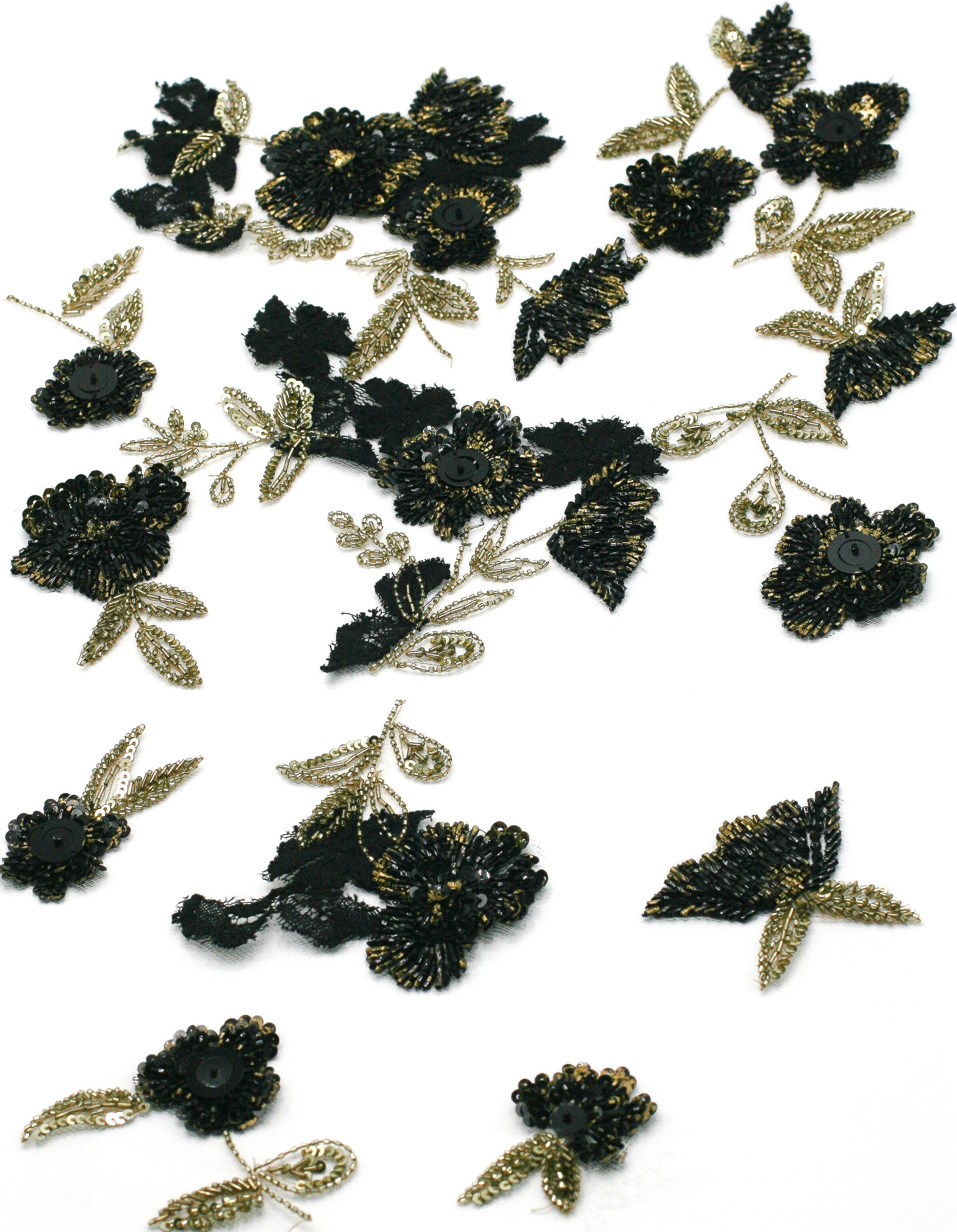 A123 - Black & Gold Floral Applique