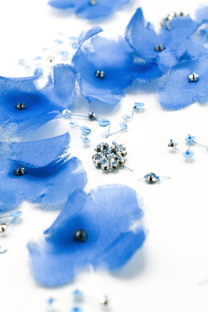 A126 - Capri Blue Allover Floral Applique