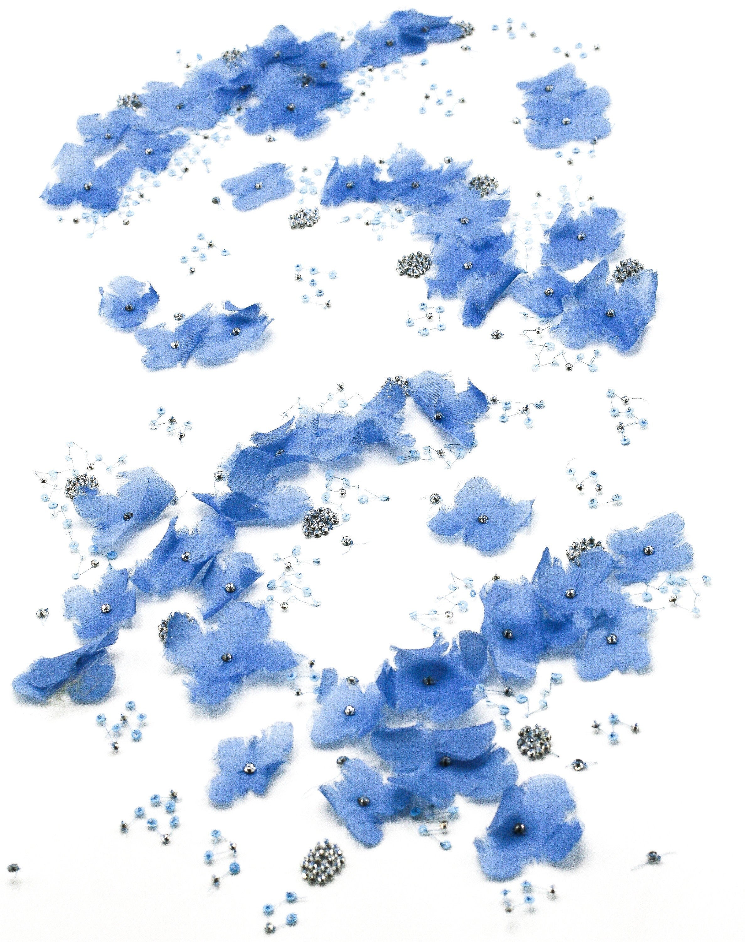 A126 - Capri Blue Allover Floral Applique