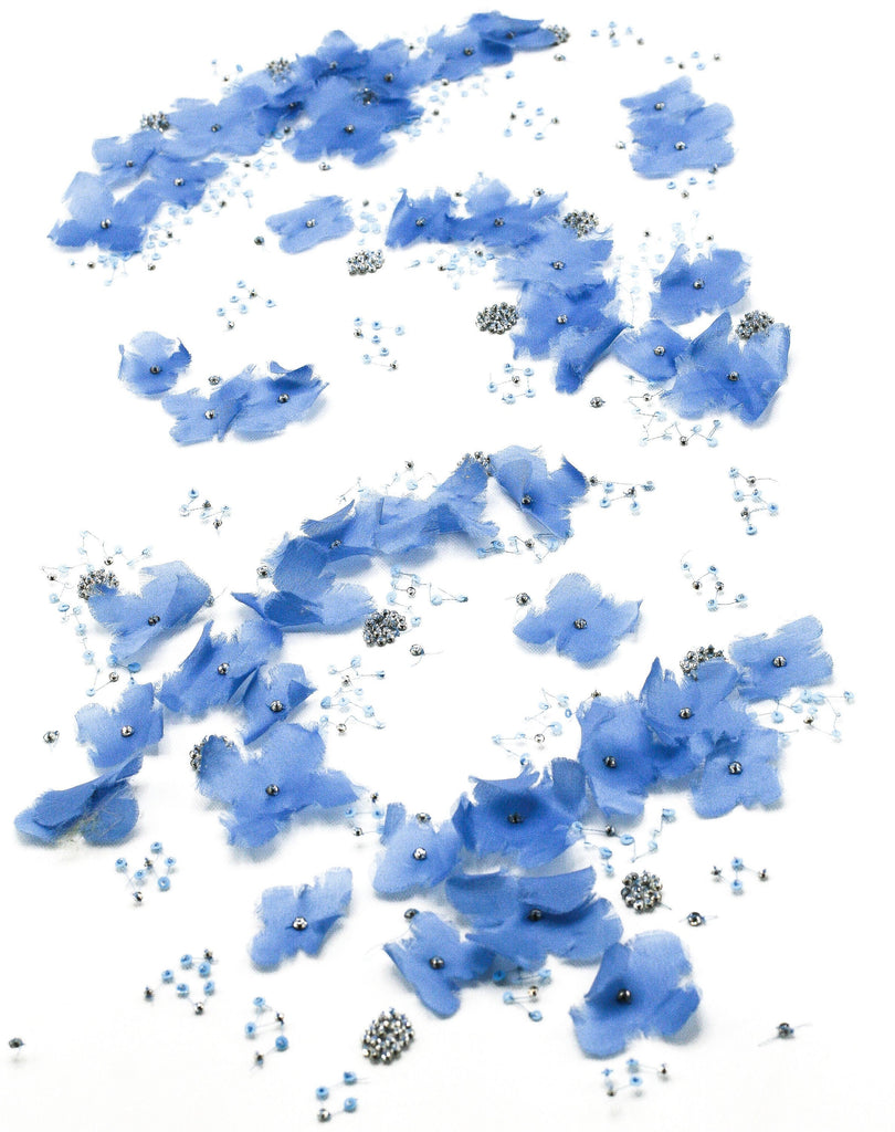 A126 - Capri Blue Allover Floral Applique