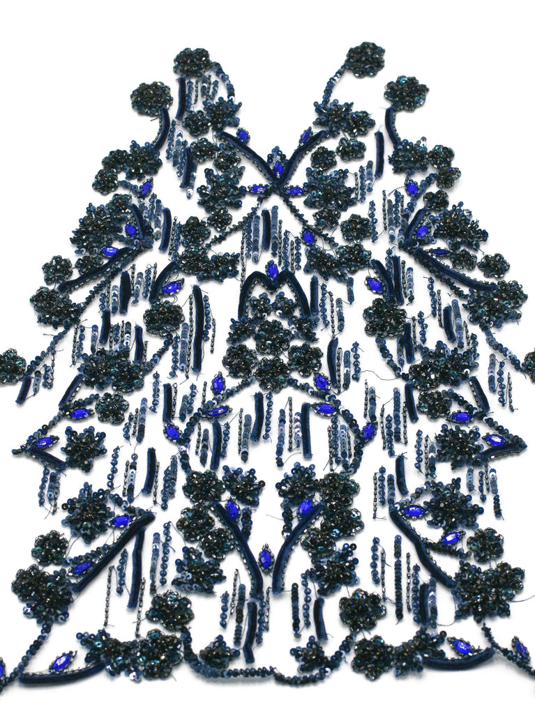 B112 - Black & Navy Victorian Applique Panel