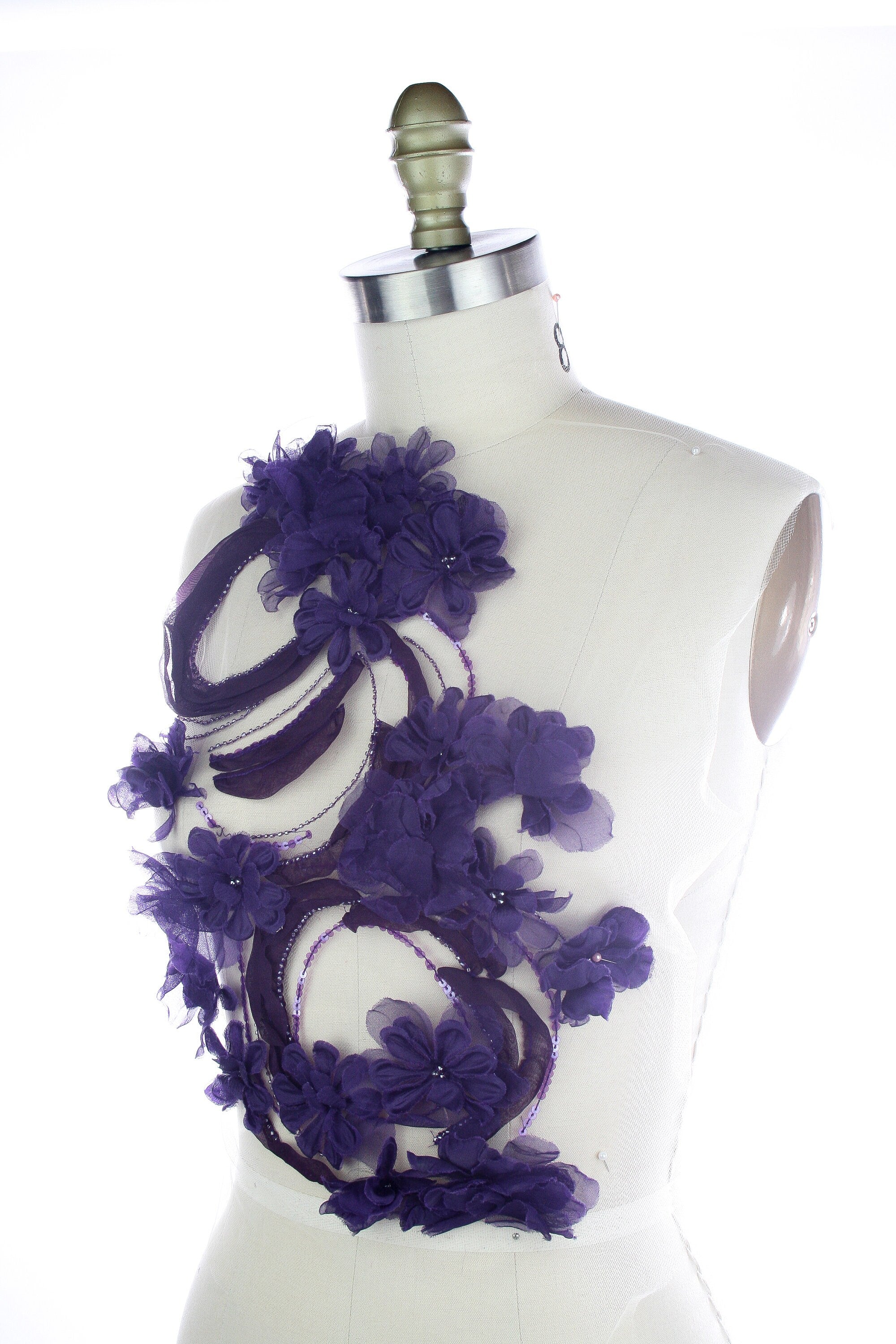 tbd - Amethyst Silk Organza Floral Panel