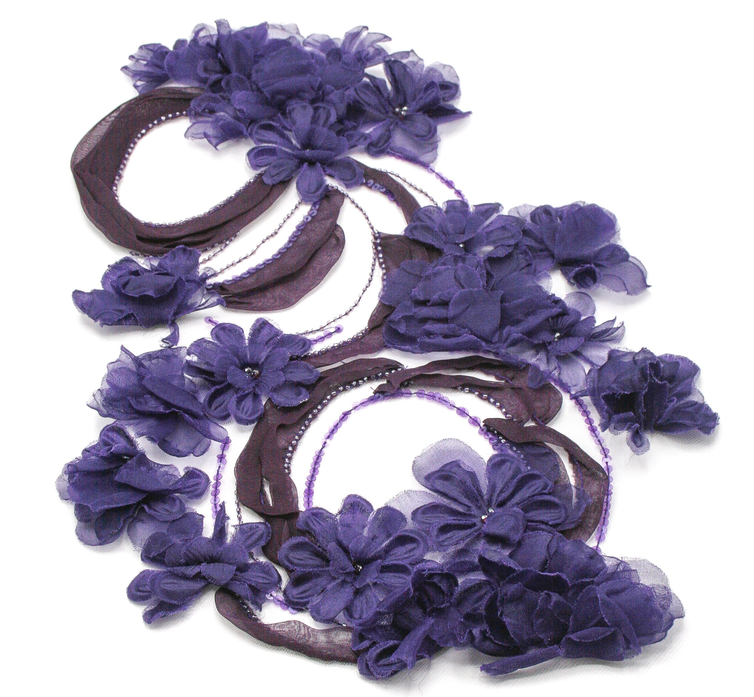 tbd - Amethyst Silk Organza Floral Panel
