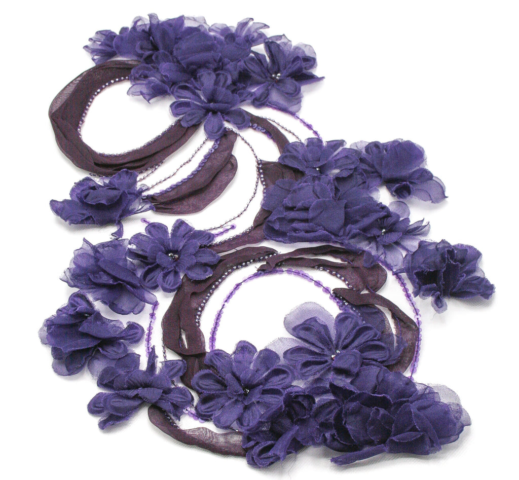 tbd - Amethyst Silk Organza Floral Panel
