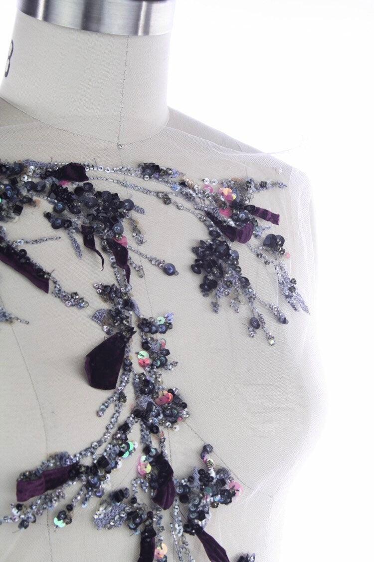 A119 - Floral Applique with Velvet Petals - Moda Artisans