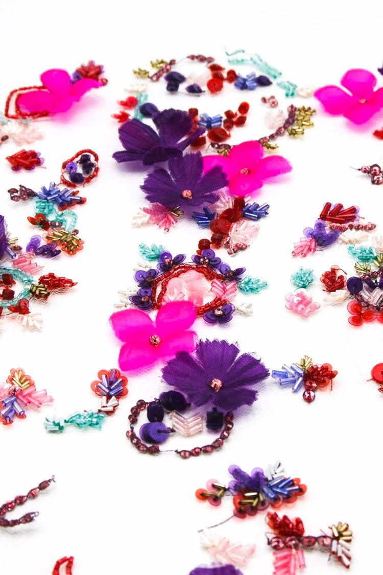 B114 - Fuchsia & Violet Floral Applique - Moda Artisans