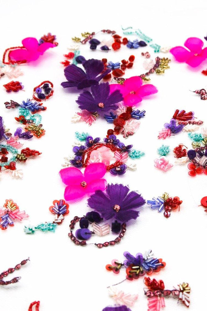 B114 - Fuchsia & Violet Floral Applique - Moda Artisans