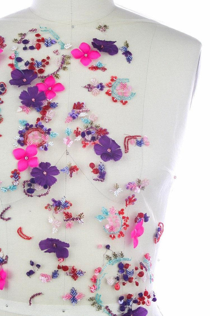 B114 - Fuchsia & Violet Floral Applique - Moda Artisans