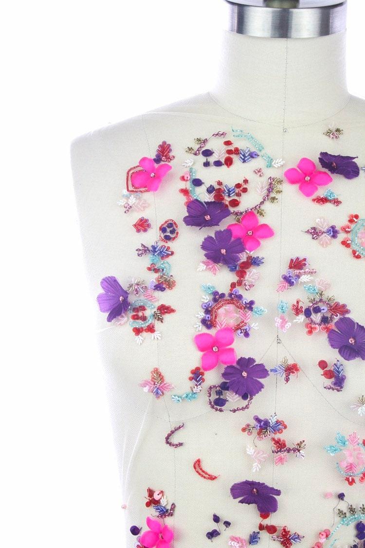 B114 - Fuchsia & Violet Floral Applique - Moda Artisans