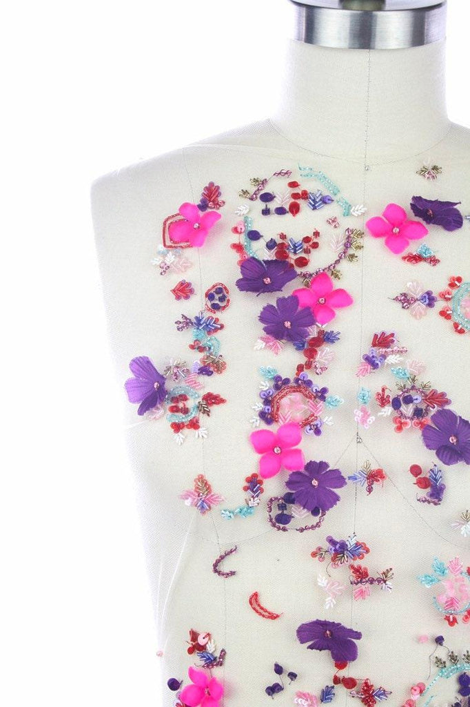 B114 - Fuchsia & Violet Floral Applique - Moda Artisans