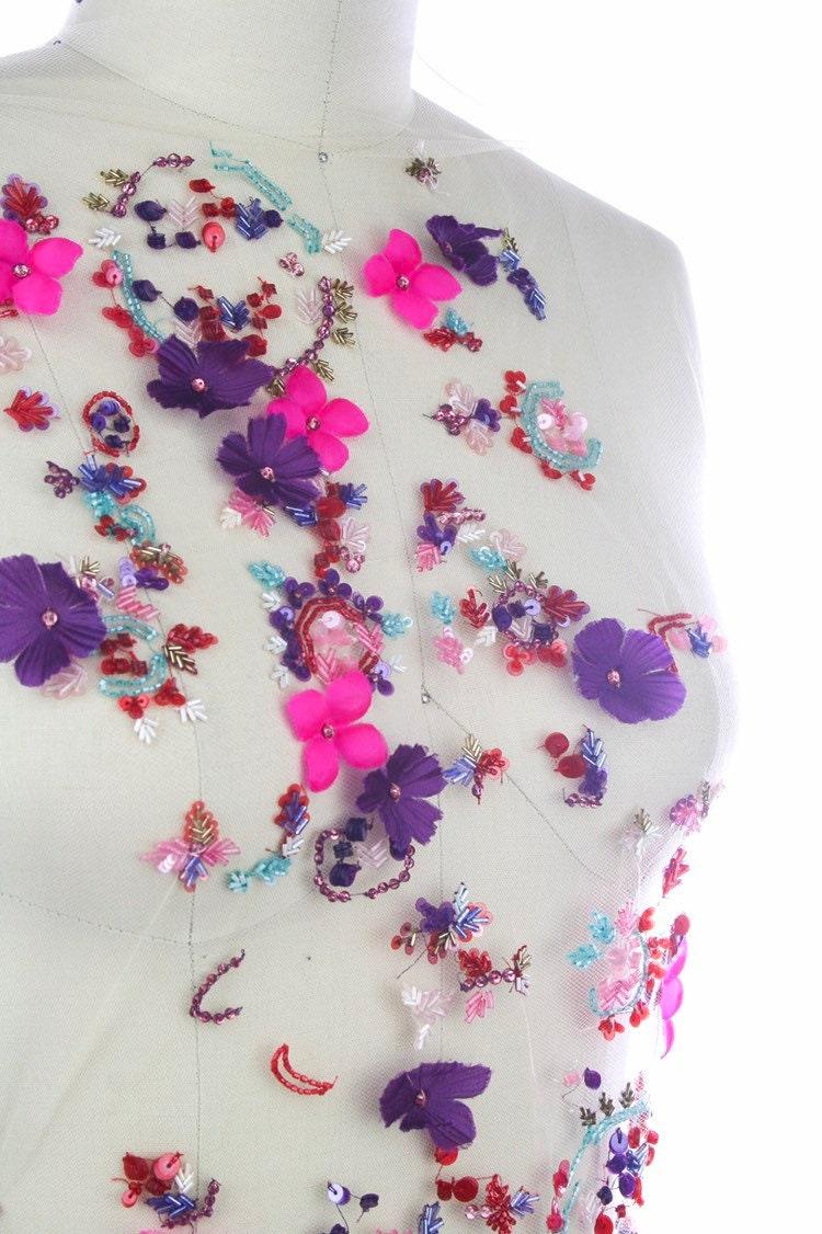 B114 - Fuchsia & Violet Floral Applique - Moda Artisans