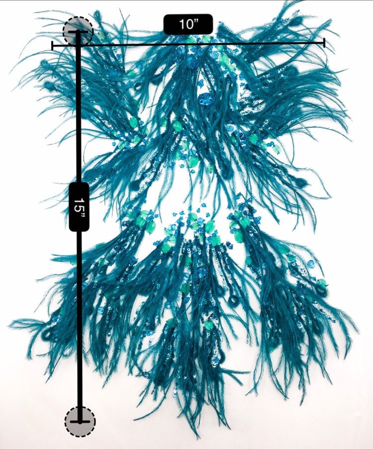 tbd - Blue Zircon Feather Embellished Applique