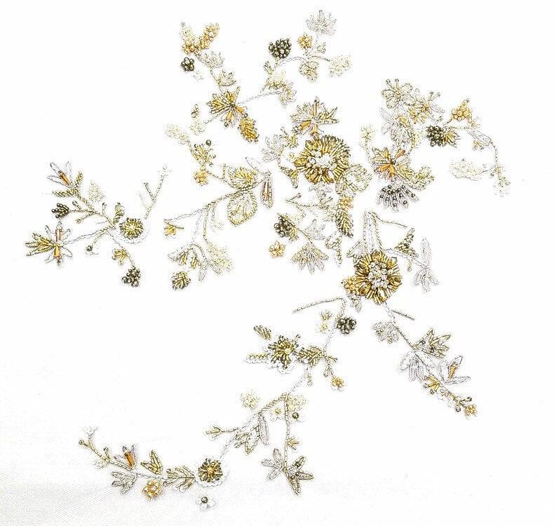 A130 - Gold Champagne Beaded Applique - Moda Artisans