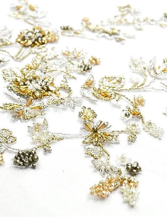 A130 - Gold Champagne Beaded Applique - Moda Artisans