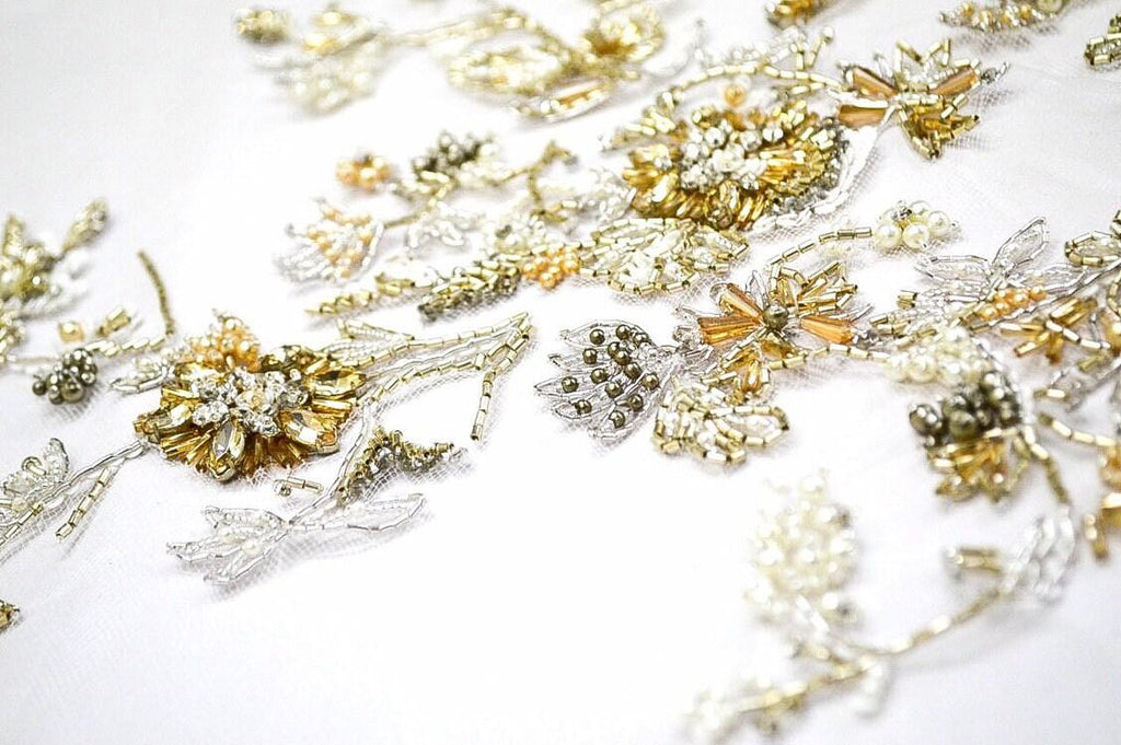 A130 - Gold Champagne Beaded Applique - Moda Artisans