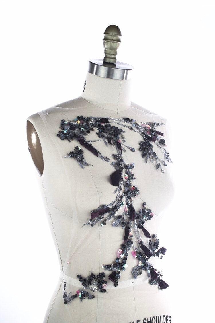 A119 - Floral Applique with Velvet Petals - Moda Artisans