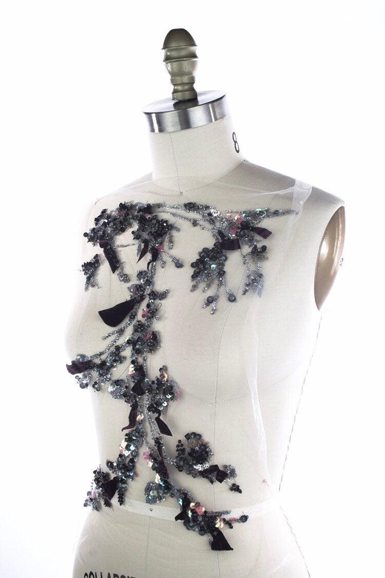 A119 - Floral Applique with Velvet Petals - Moda Artisans