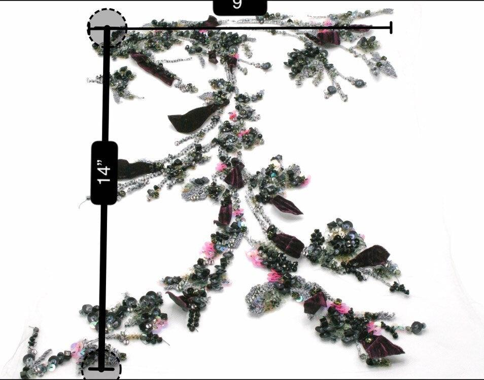 A119 - Floral Applique with Velvet Petals - Moda Artisans