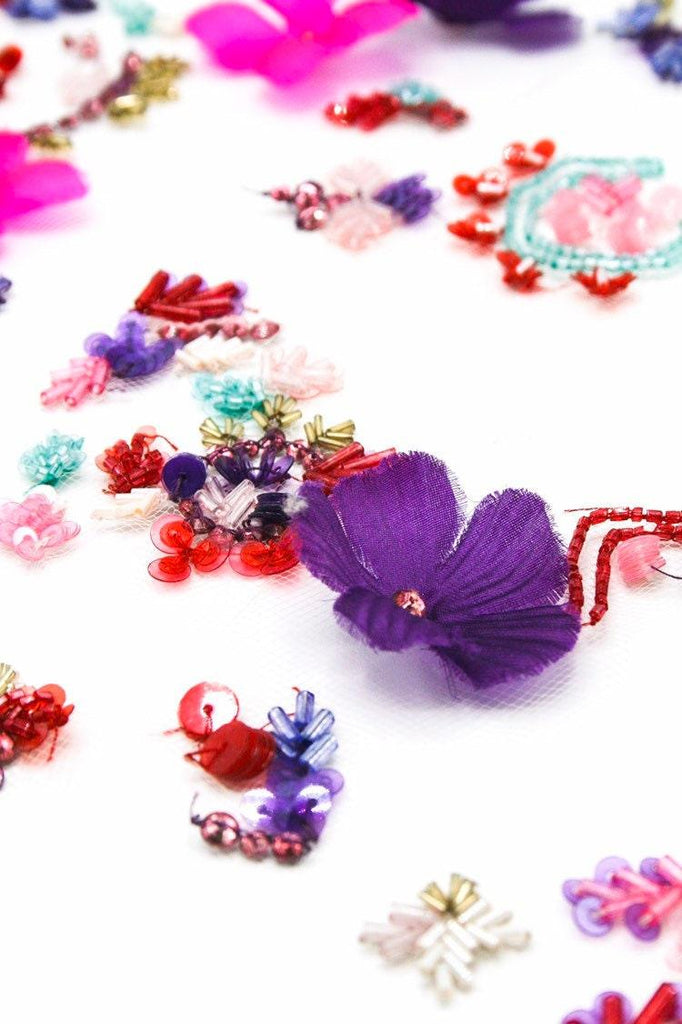 B114 - Fuchsia & Violet Floral Applique - Moda Artisans