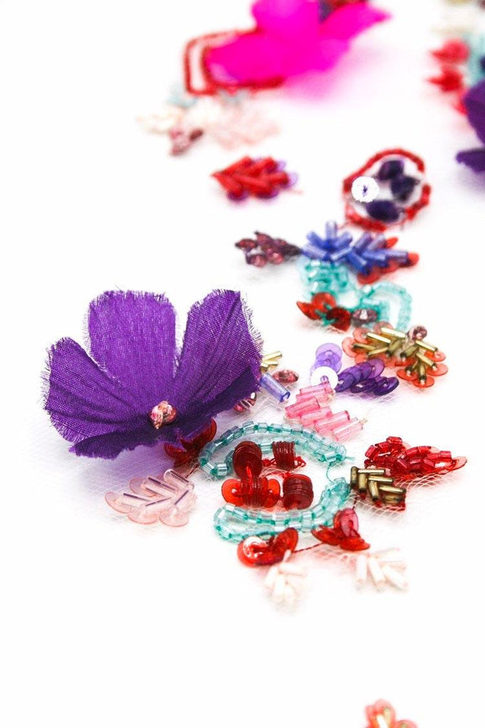 B114 - Fuchsia & Violet Floral Applique - Moda Artisans