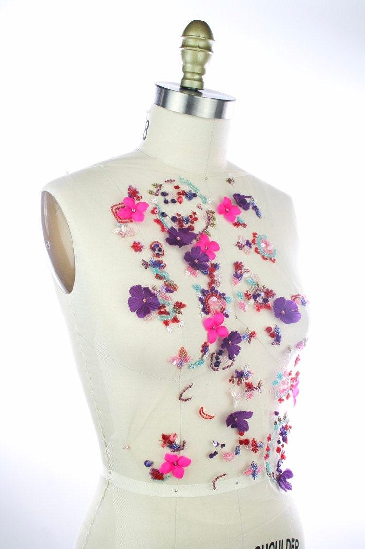 B114 - Fuchsia & Violet Floral Applique - Moda Artisans