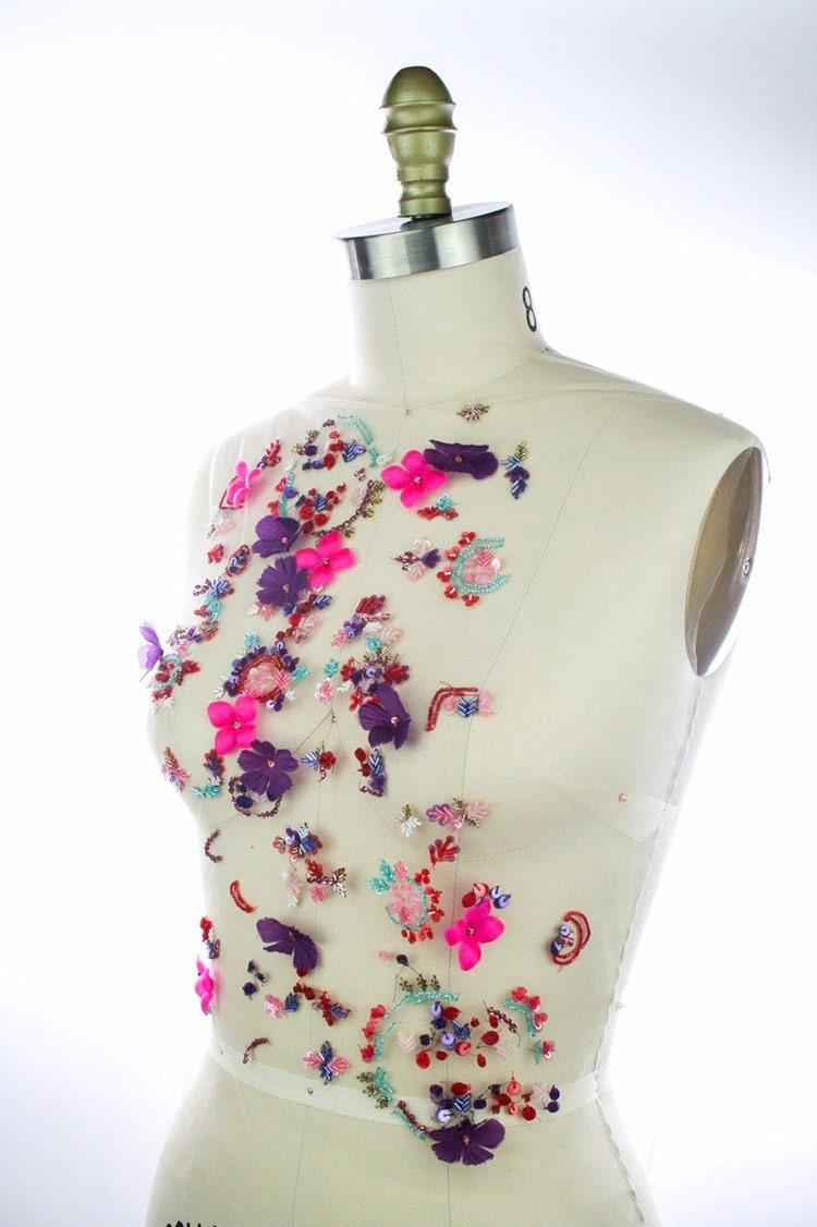 B114 - Fuchsia & Violet Floral Applique - Moda Artisans