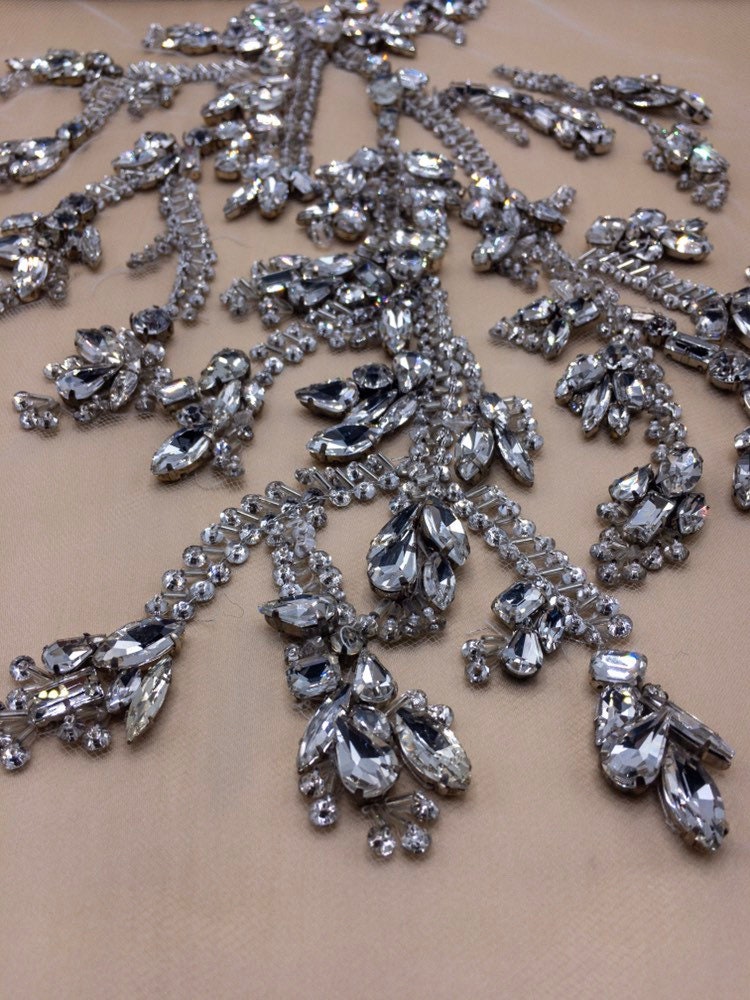 3D Heavy Beaded Cascading Floral Applique