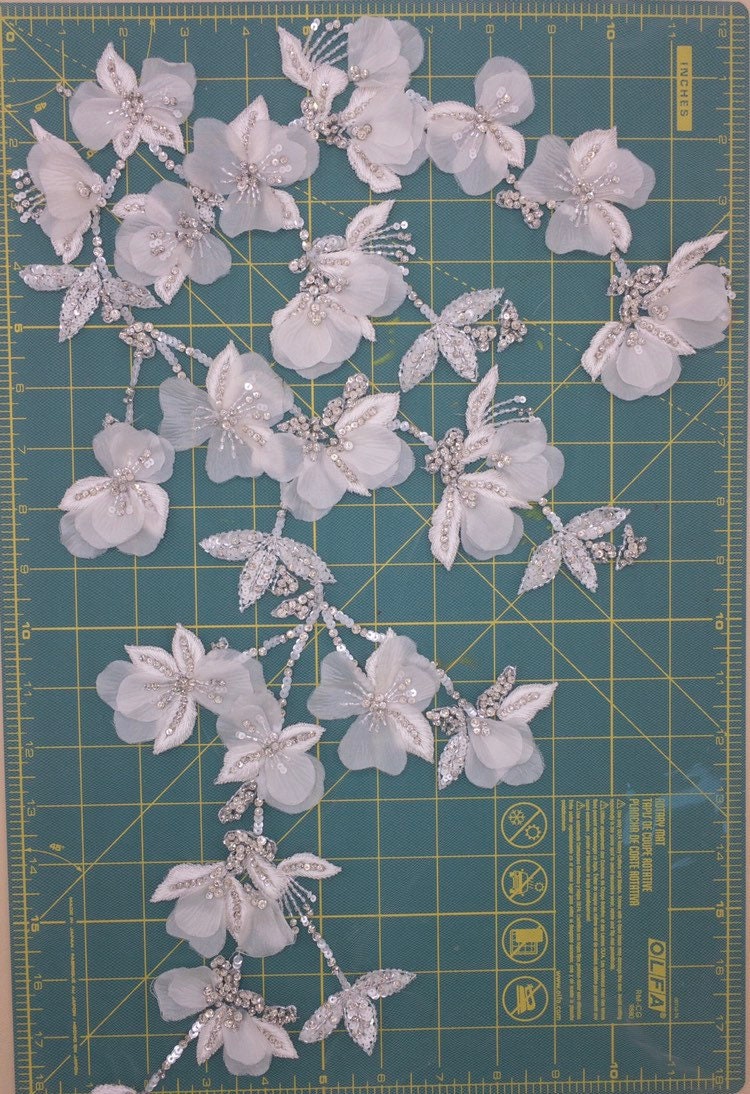 A131  - White Floral Wedding Applique