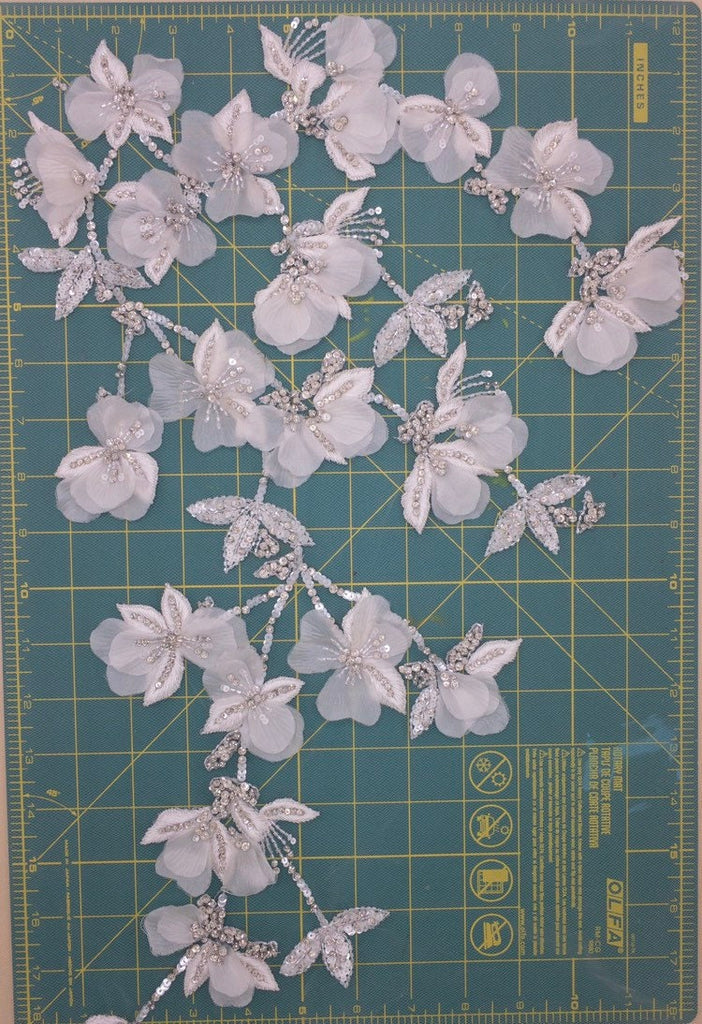 A131  - White Floral Wedding Applique