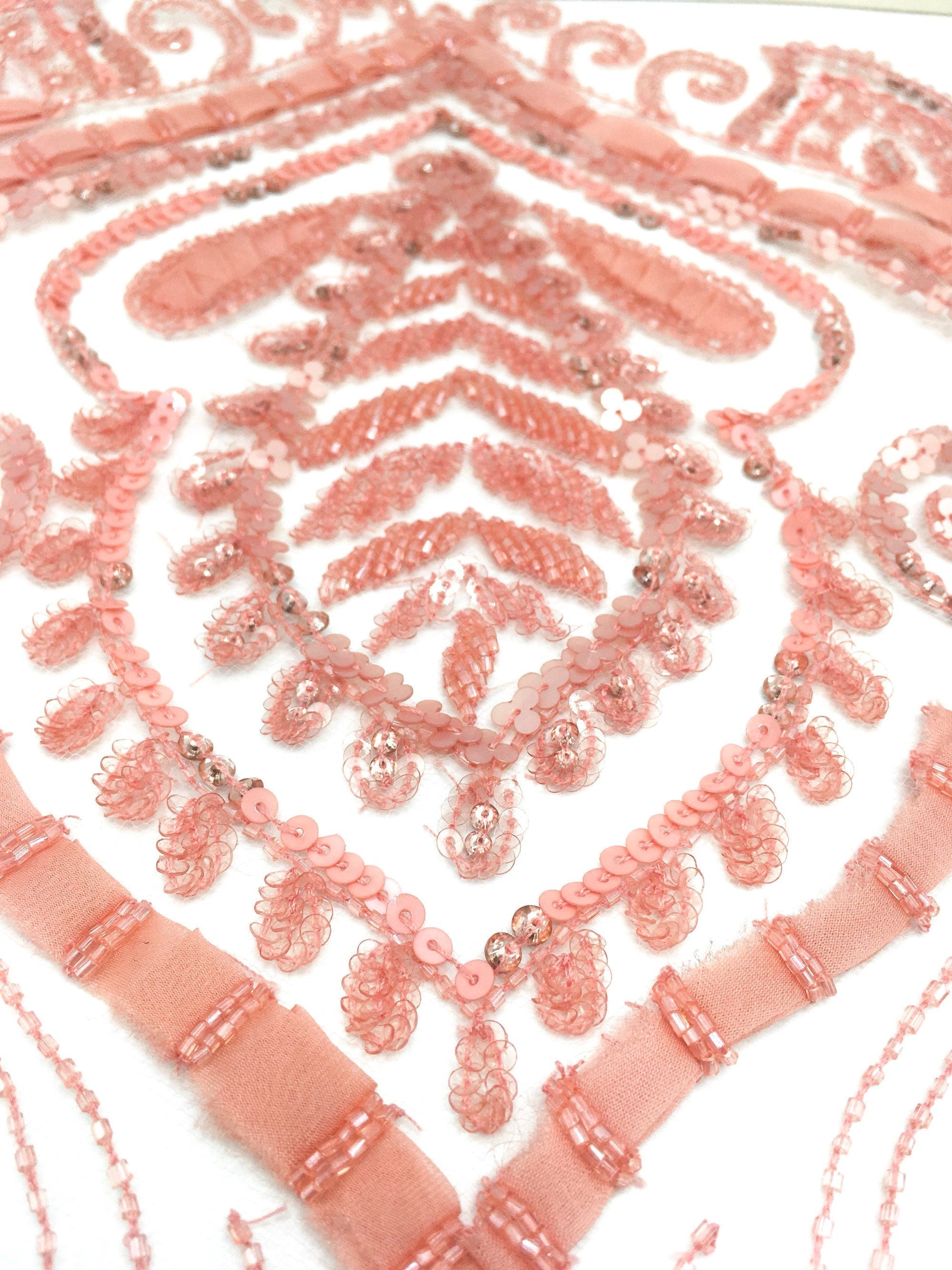 A120 - Rosey Peach Applique Panel