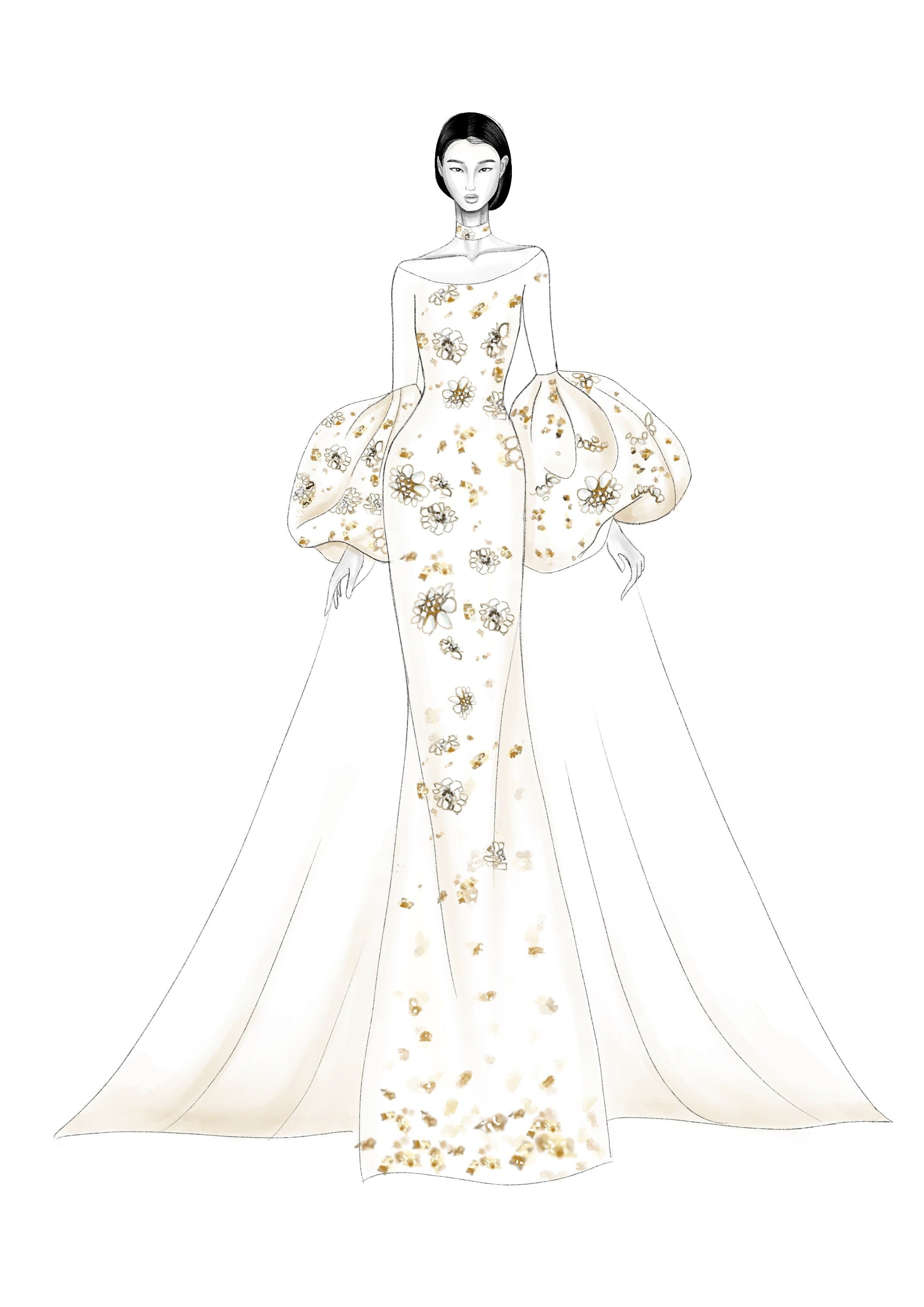 3D Heavy Beaded Crystal Wedding Applique