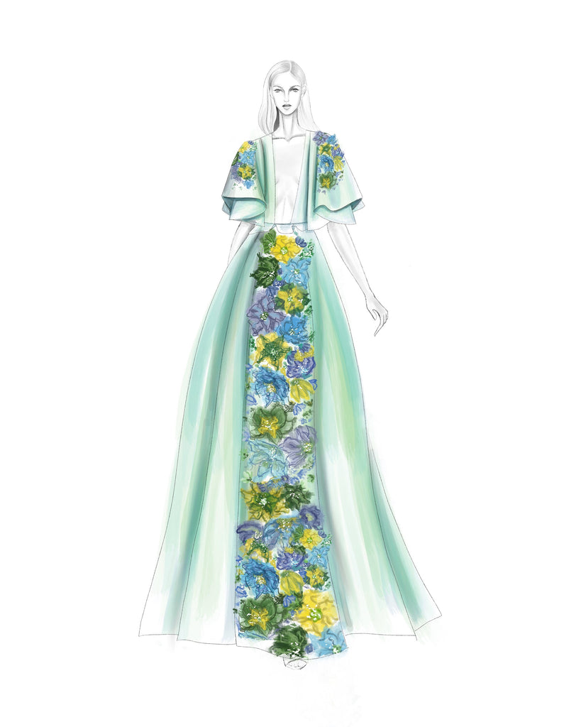 3D Floral Beaded Organza Applique