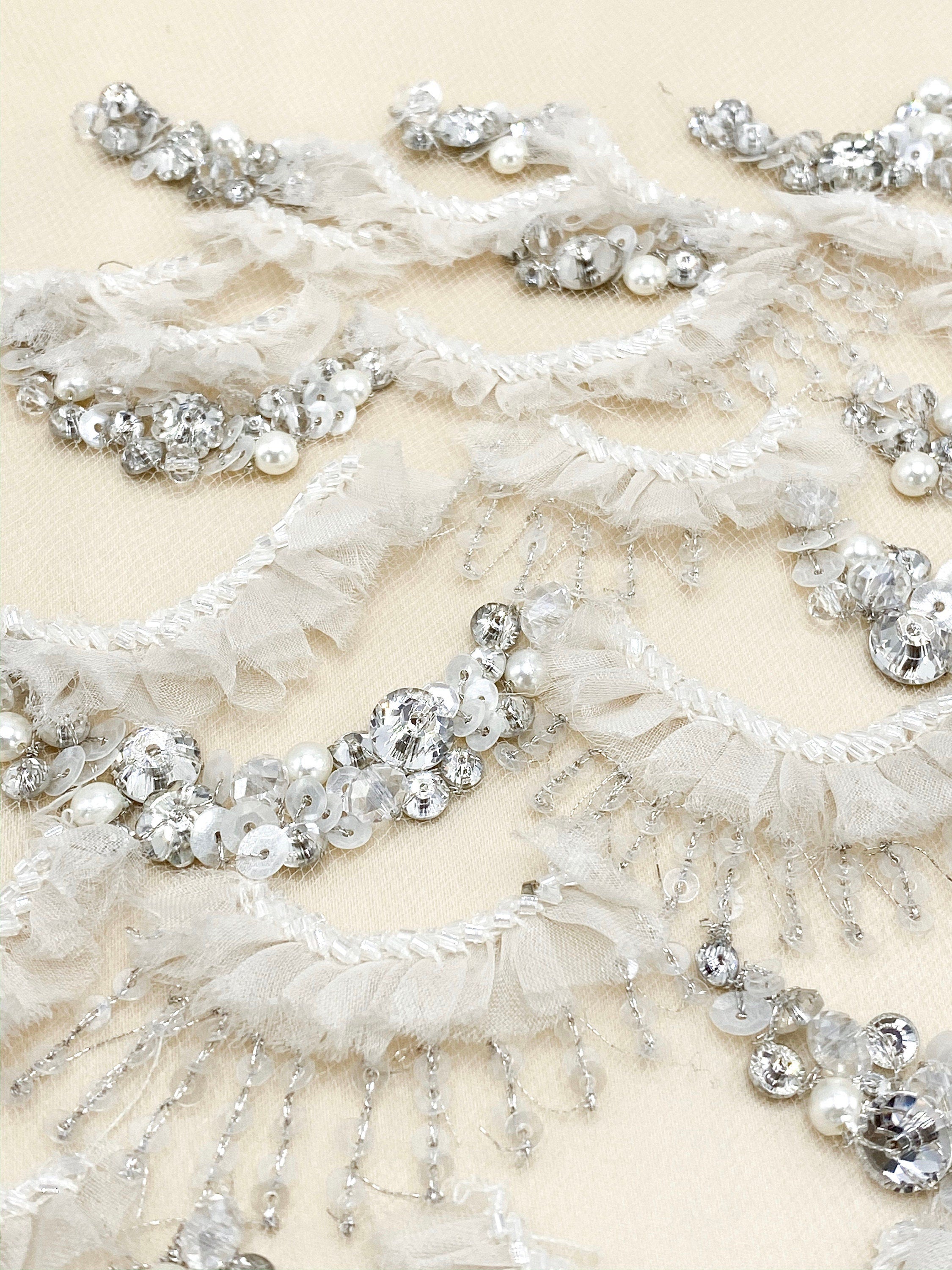 3D Scalloped Beaded Bridal Applique