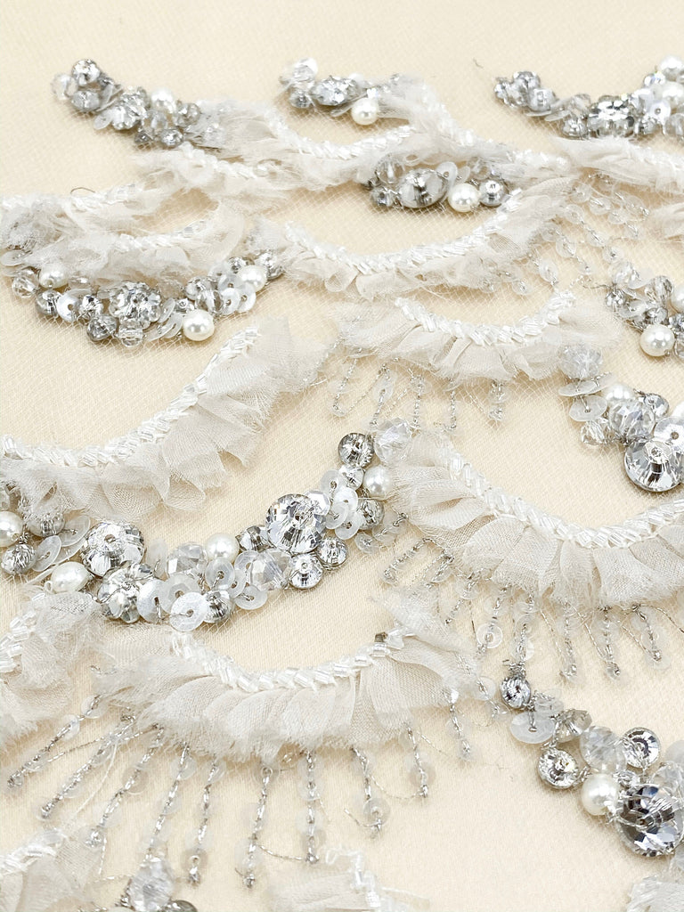 3D Scalloped Beaded Bridal Applique