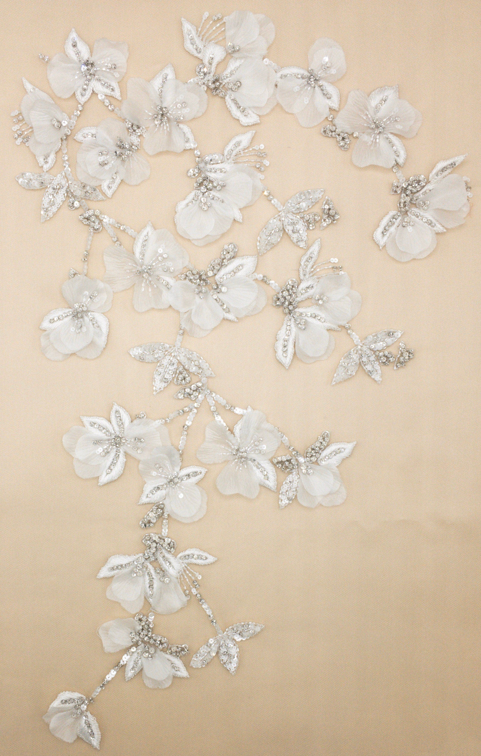 A131  - White Floral Wedding Applique