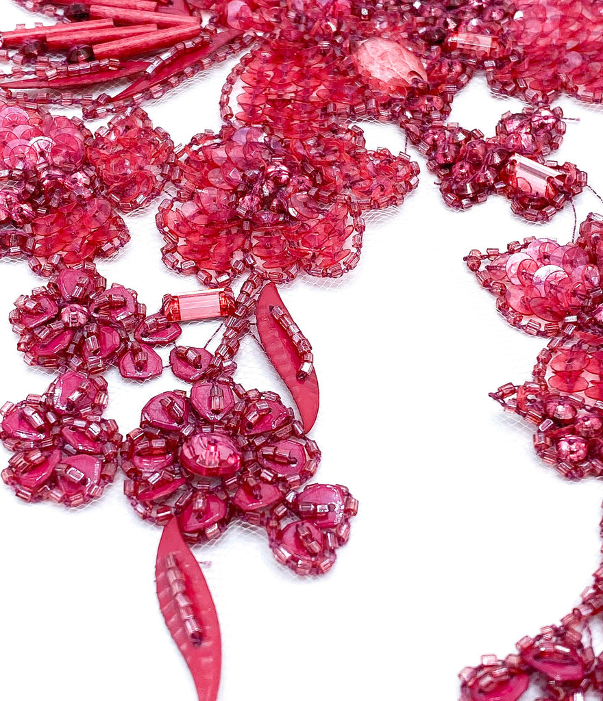 A111 - Heavy Beaded Magenta Applique