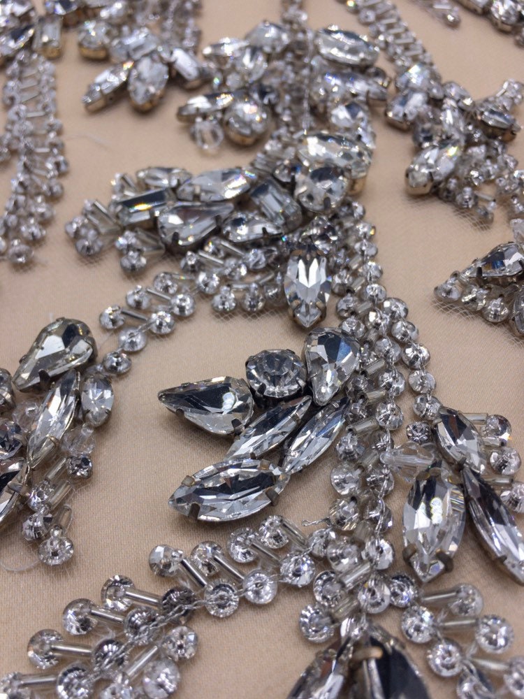 3D Heavy Beaded Cascading Floral Applique