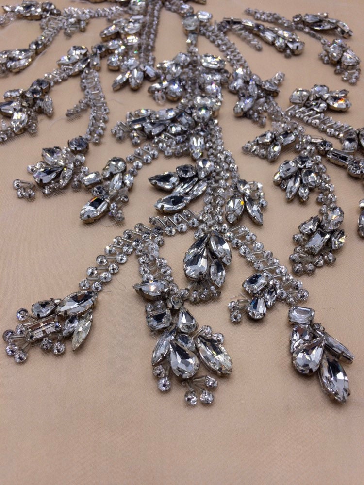 3D Heavy Beaded Cascading Floral Applique